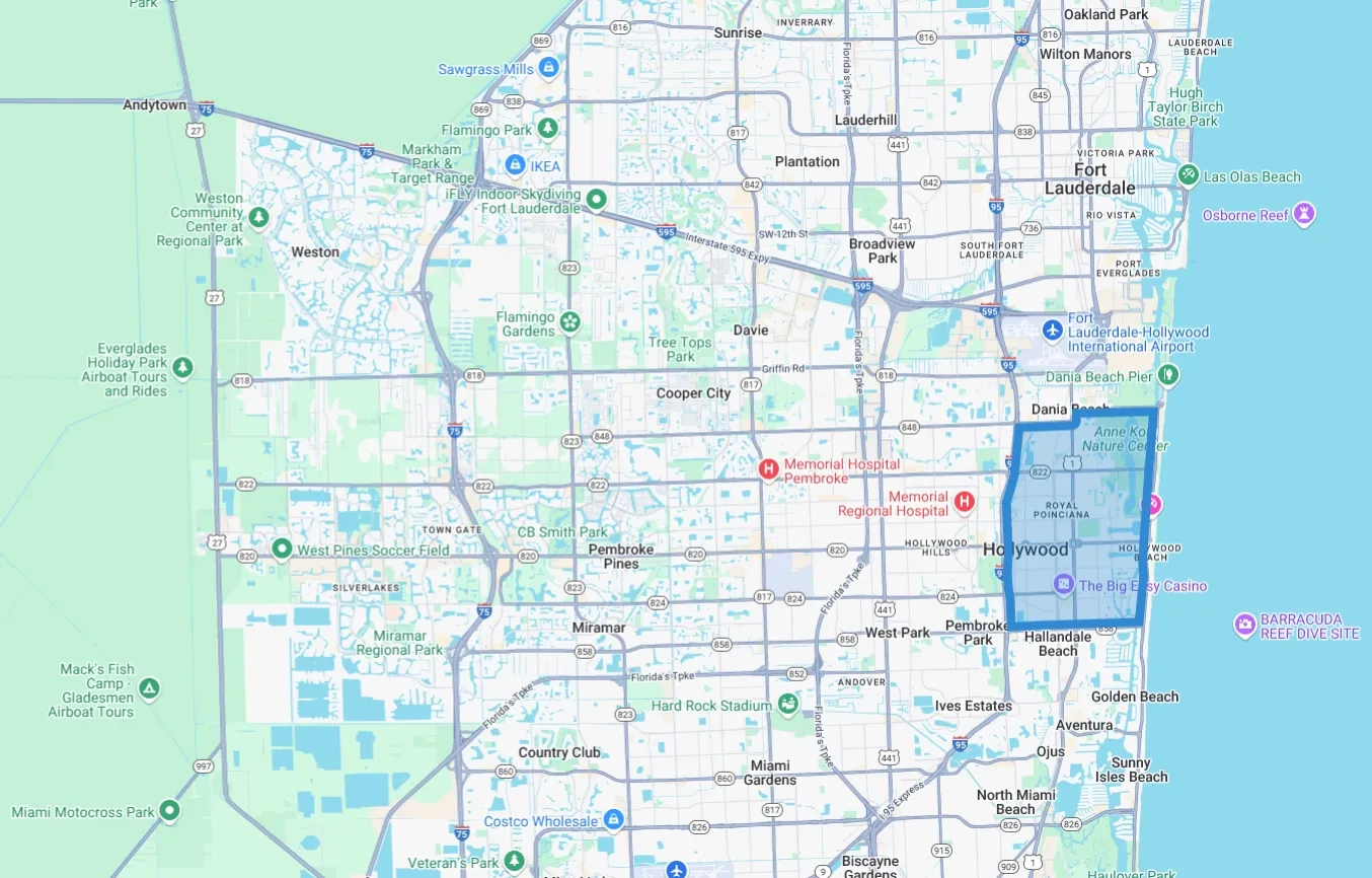 MuscleMuscle service areas map - serving South Florida
